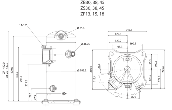 Компрессор спиральный ZF 18 KVE-TFD-551 Copeland.