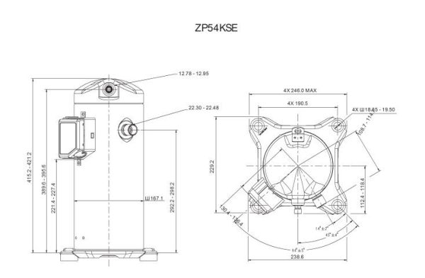 Компрессор спиральный ZP 54 K5E-TFD-522 Copeland.