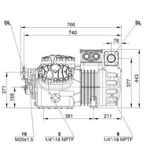 Компрессор BITZER Ecoline 6HE-28Y-40P с крышкой.