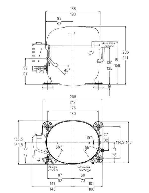 Компрессор AE4470Z_FZ3C R404a для холодильного оборудования.