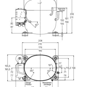 Компрессор AE4440Y_FZ1A R134a для охлаждения.