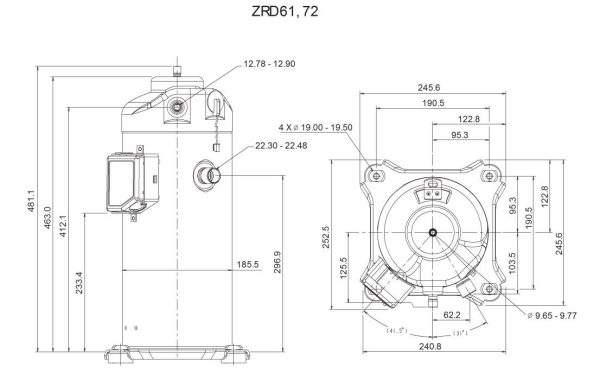 Компрессор спиральный ZRD 61 KCE-TFD-422 Copeland