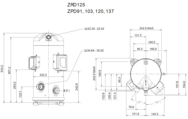 Компрессор спиральный ZRD 125 KCE-TFD-455 Copeland.