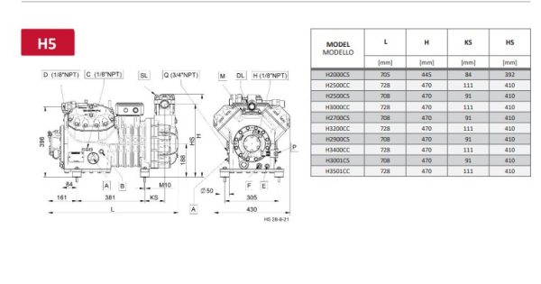 Компрессор Dorin H5 H3001CS для холодильного оборудования.
