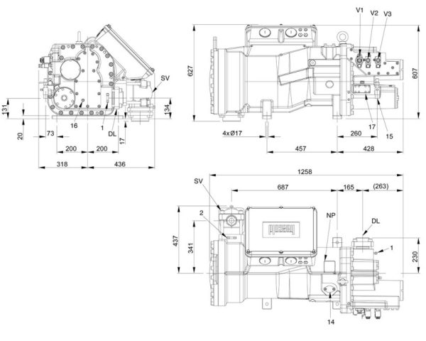 Компрессор Frascold FVR-H-125-460 для охлаждения.