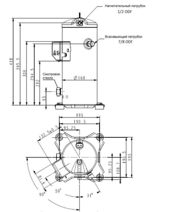 Компрессор спиральный RCM038E4LB7HA Ридан – фото устройства.