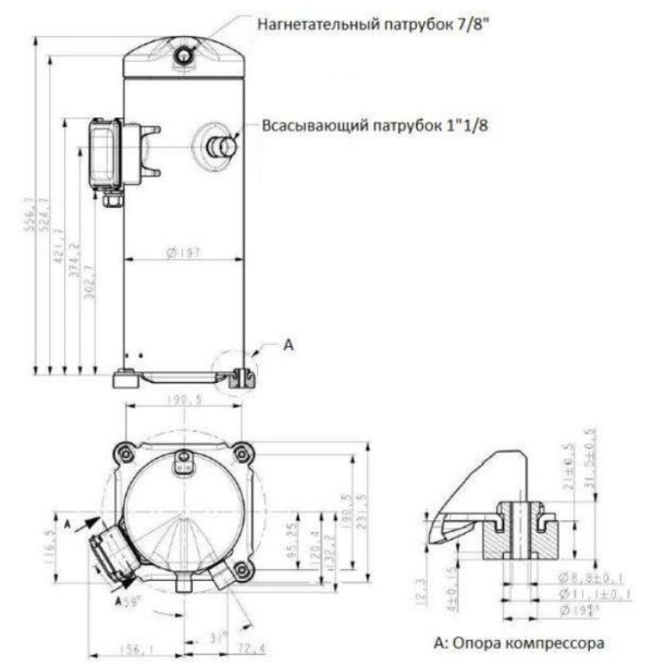 Спиральный компрессор RCH184C4LB7HA Ридан.